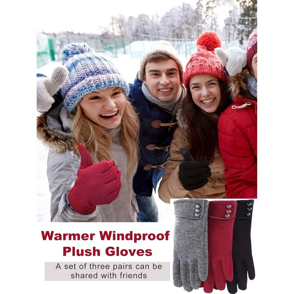 MSRP $22 Patelai 2 Pairs Womens Warm Fleece Lined Gloves Winter Touchscreen